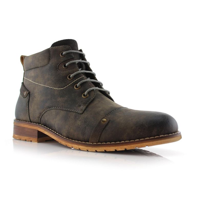 Ferro Aldo Mens Colin MFA806033 Burnished Mid Top Lace-up Work Boots, in Rust Grey, Size 6.5