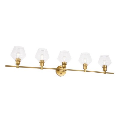 Gene 5-Light Brass and Clear Glass Wall Sconce
