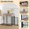 Modern Grey Metal Dog Kennel Side Table,Chew-Proof Pet Crate with Drawer for Small Breeds - 4 of 4