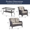 Buenhomino 4 Pieces Patio Conversation Set Outdoor Rattan Patio Furniture Set Wicker Chair with Thick Cushion and Glass Table for Patio Backyard Porch - 4 of 4