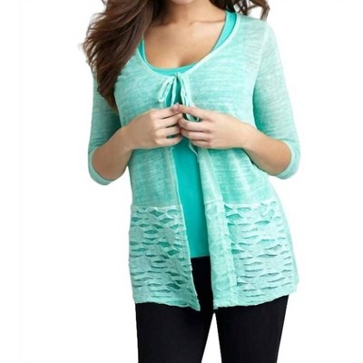 Women's Tie-Front Melange Cardigan - ANGEL