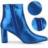 Allegra K Women's Pointed Toe Snake Print Side Zipper Chunky Heel Ankle Boots - 3 of 4