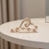 Anna-Kaci Beaded Flower Metal Hair Claw Clip with Curved Design and Textured Accents - 2 of 4