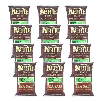 Kettle Brand Sea Salt Potato Chips 40% Less Fat - Case of 12/8 oz