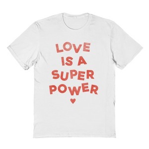 Social Collective Men's Love Is A Super Power  Valentines Day Short Sleeve Graphic Cotton T-Shirt - 1 of 3