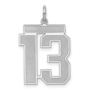 Black Bow Jewelry Sterling Silver, Jersey Collection, Large Number 13 Pendant - 1 of 4
