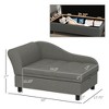 Munora PawHut Elevated Dog Sofa Bed - Soft 3" Cushion with Under-Seat Storage, Armrests & Backrest - for Small Dogs up to 22 lbs (Gray) - 3 of 4