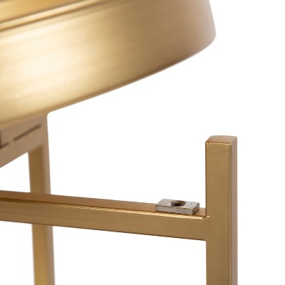 Celia Gold Round Metal 3-Tier Bar Cart with Storage