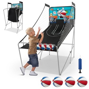 Gymax Two-Player Basketball Arcade Game with 8 Play Modes and Digital Scoreboard Green - 1 of 4