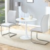 3/5 PCS Round Dining Table Set Modern Dining Set Kitchen Table Set with Upholstered Chairs, White/Black/Gray-Modernluxe - 2 of 4