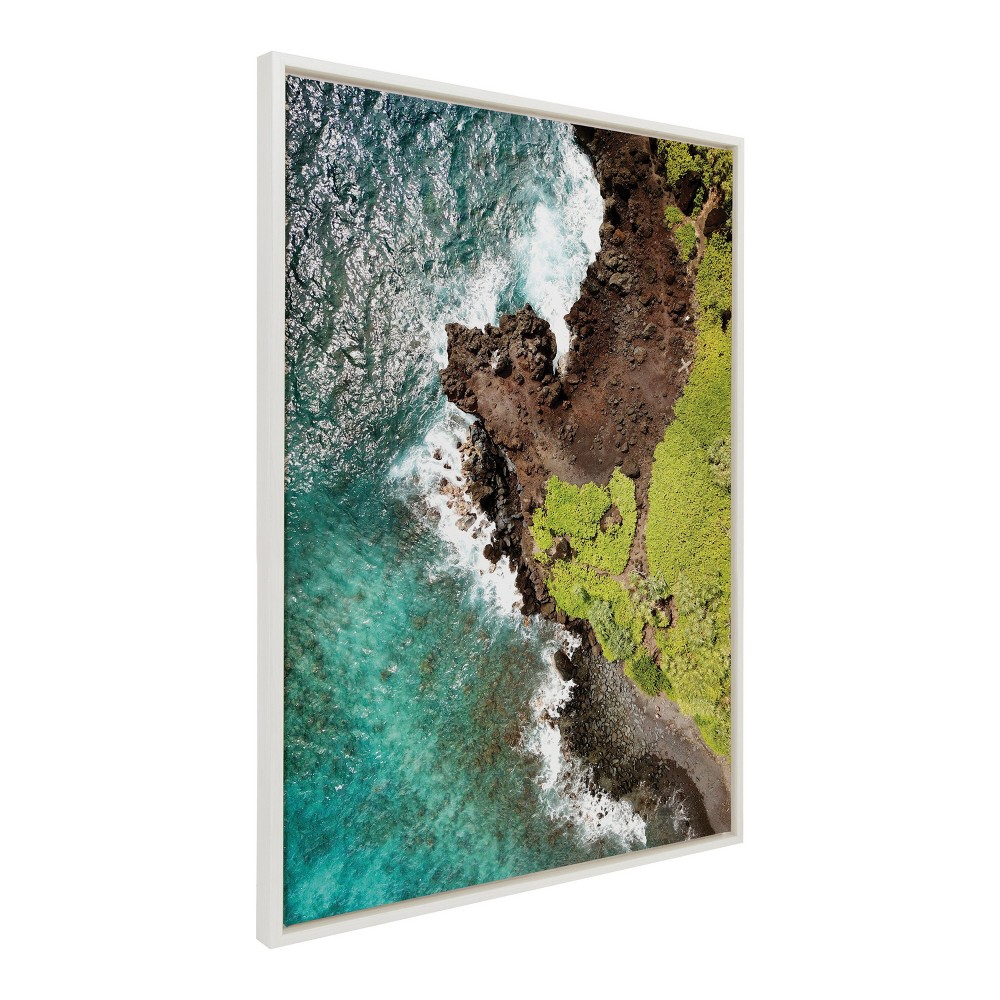 Photos - Other Decoration 28" x 38" Sylvie Going Back to Maui Framed Canvas by Rachel Bolgov White 