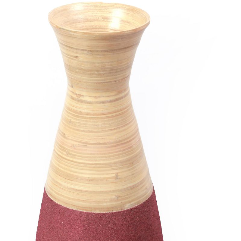 Uniquewise 31.5 inch Tall Handcrafted Bamboo Floor Vase, Burgundy and Natural Finish, Large Floor Vase, for Living Room, Dining Room, Entryway Decor, 6 of 8