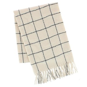 CTM  Grid Pattern Soft Winter Scarf with Fringe - 1 of 3
