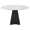 HomeRoots 48" White and Black Sintered Stone and Steel Pedestal Base Round Dining Table - 4 of 4