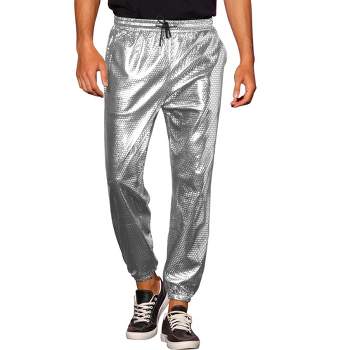 Xysaqa Men's Fashion Night Club Faux Leather Pant, S-5XL Metal