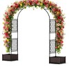 90.5"Garden Arch Trellis for Climbing Plants,PE Coated Metal with 2 Planter Boxes,Decorative Wedding Arch Frame Weather-Resistant for Party Christmas - 2 of 4