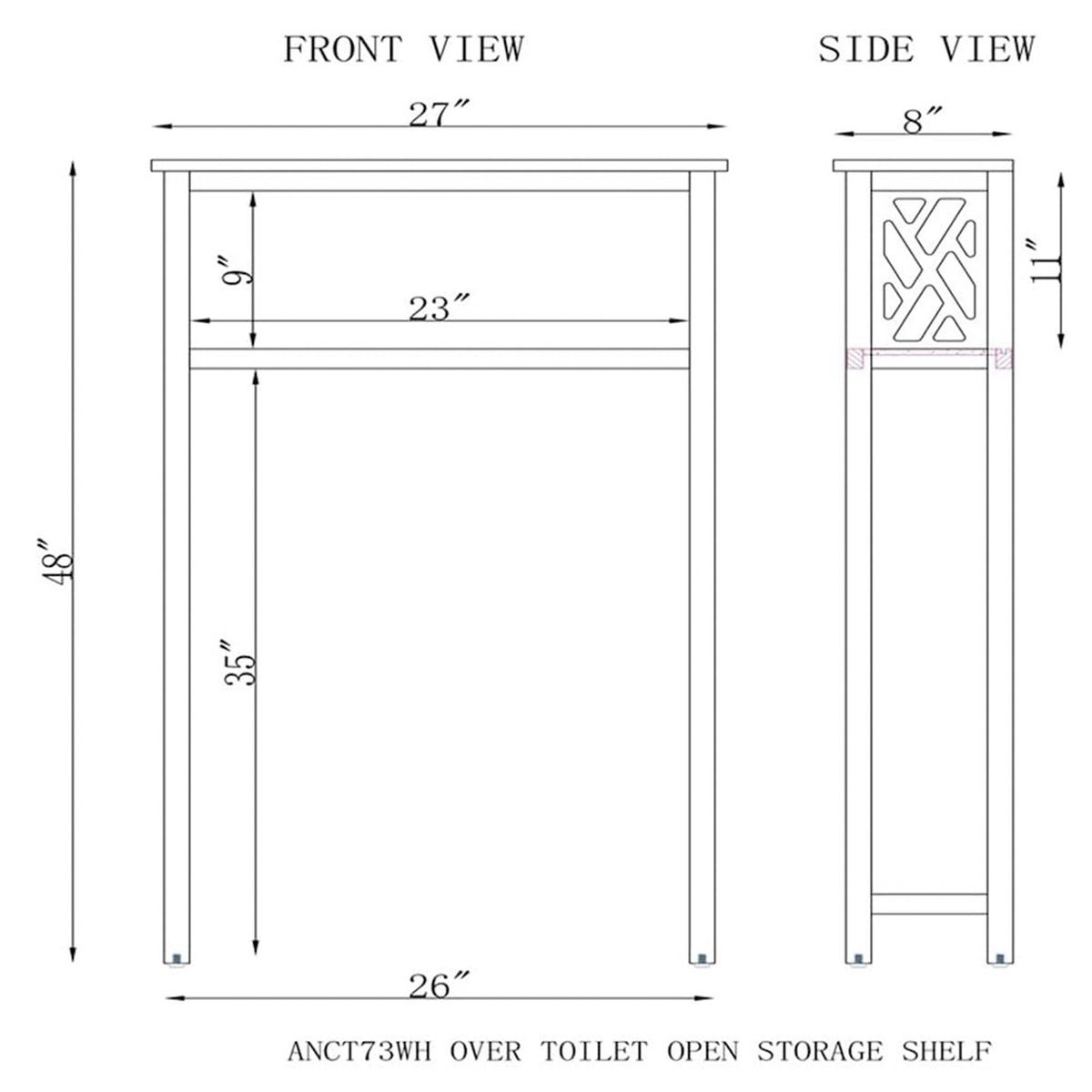 Alaterre Furniture 2-Tier 27"x48" Coventry Freestanding Over-the-Toilet Bathroom Storage Shelf for Toiletries/Towels and Decor White - thumbnail 6