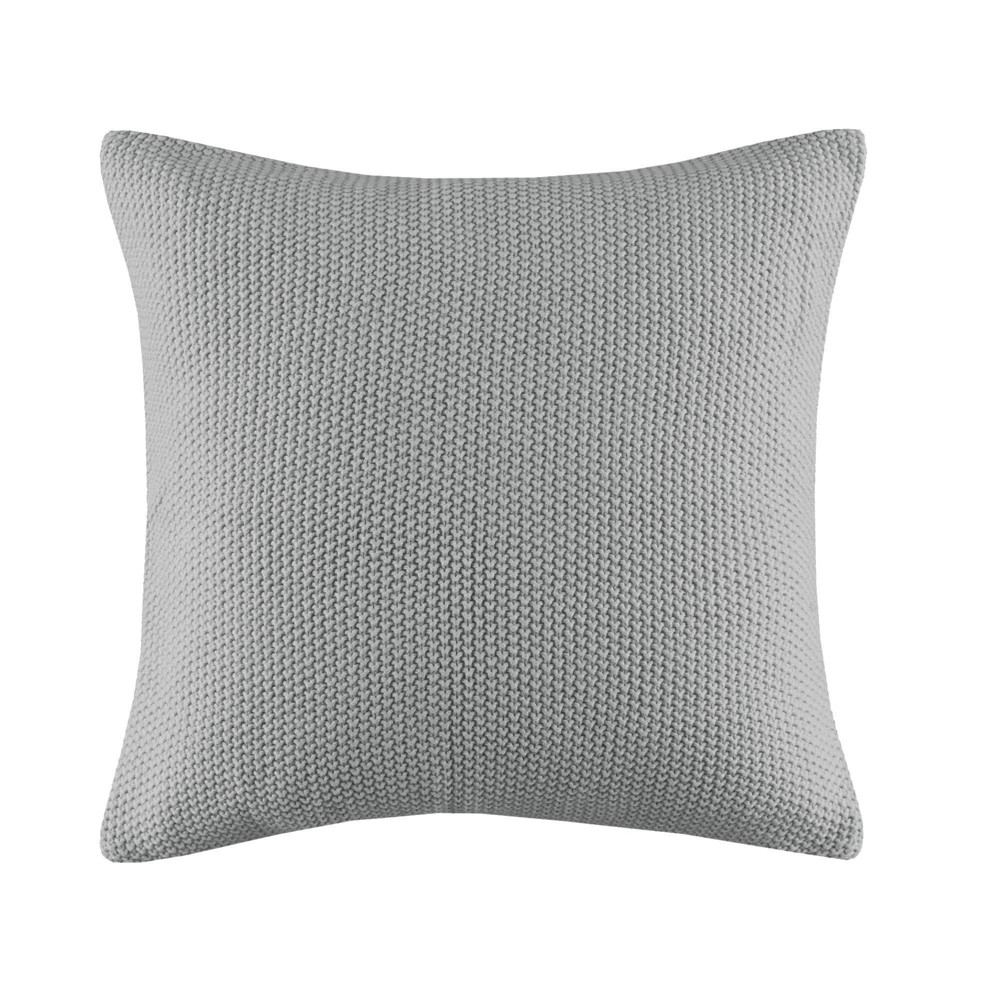Photos - Pillow 20"x20" Oversize Bree Knit Square Throw  Cover Gray - Ink+Ivy: Acrylic, Machine Washable, Hidden Zipper Closure