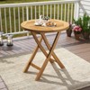 Tangkula Patio Teak Wood Dining Table 27.5" Round Side Table w/ Slatted Tabletop - 2 of 4