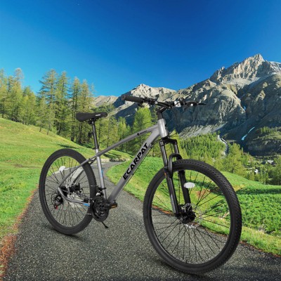 Aukfa 27-Inch Mountain Bike for Adults, 21-Speed, Aluminum Frame, Suspension Fork, Front & Rear Disc Brakes ¨C Men's and Women's Trail Bicycle