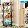 4 Tier Rolling Fruit Vegetable Basket Cart, Metal Wire Kitchen Storage Organizer - 4 of 4