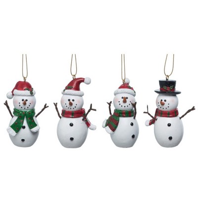 Transpac Resin Snowman Ornament Set of 4 for Christmas Tree Indoor Decoration Easy Care Holiday Decor Gifts