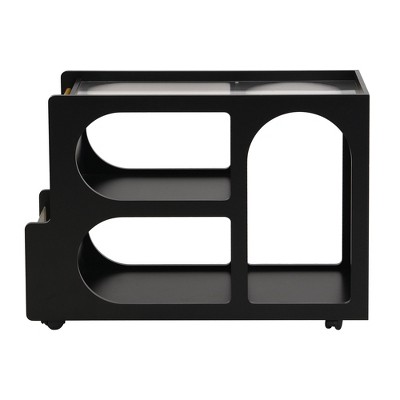 NicBex Modern Narrow Coffee Table with Lockable Wheels and Multilayer Storage for Living Room