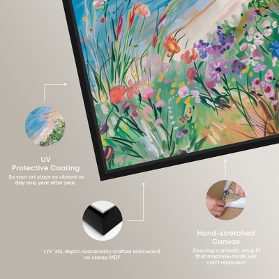 Vibrant Coastal Beach Canvas Print with Black Frame, 13" x 13"