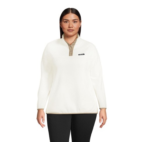 lands end women's heritage fleece snap neck pullover top