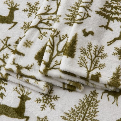 Olive Enchanted Woods Queen Microfiber Deep Pocket Sheet Set
