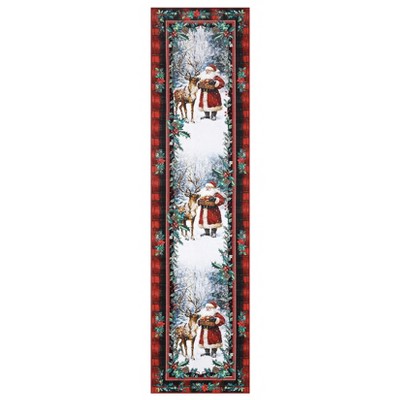 COZONY Christmas Kitchen Rugs and Mats, Non-Slip Santa Claus & Elk Holiday Floor Mats, Washable Red Christmas Runner for Home Hallway Decor