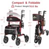JUJABU Lightweight Aluminum Frame Rollator Walker with18" Wide Seat, 8" All-Terrain Wheels, 6-Level Adjustable Height for Seniors - 2 of 4