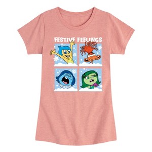 Girls' - Inside Out 2 - Festive Feelings Grid Fitted Short Sleeve Graphic T-Shirt - 1 of 4