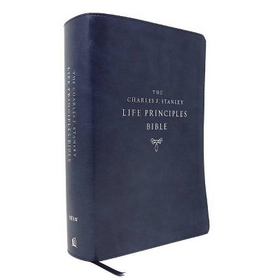 Niv, Charles F. Stanley Life Principles Bible, 2nd Edition, Leathersoft, Blue, Thumb Indexed, Comfort Print - by  Thomas Nelson (Leather Bound)