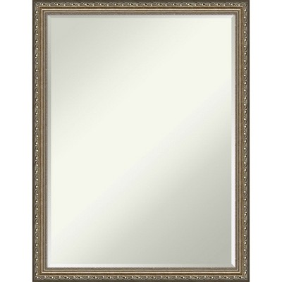 Amanti Art Parisian Silver Petite Bevel Wood Bathroom Wall Mirror 26 x 20 in.