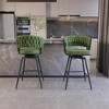 26" Suede Woven Bar Stool Set of 2, 360¡ã Swivel Counter Stools with Back, Armrest, Footrest, Metal Legs - 2 of 4