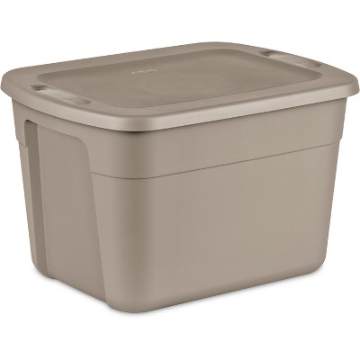 Rubbermaid Roughneck 66 Qt/16.5 Gal Stackable Storage Containers, Clear w/Latching Grey Lids, 4-Pack, Clear and Grey