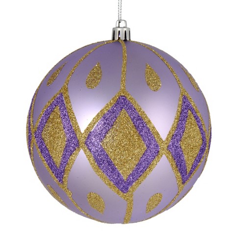 100Mm Matte/Snow/Glitter Ball Ornament Lavender Pkg/6