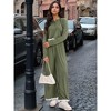 ATHLECHIC Women's Casual Lounge Cropped Half Button Hoodie Top Wide Leg Pants Ribbed Knit Tracksuit Two Piece Sets - 2 of 4