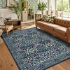 Washable Modern Floral Print Area Rug for Living Room Bedroom, Indoor Farmhouse Large Non Slip Floor Carpet for Kitchen Dining Room - 2 of 4