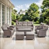 Belord Brown Wicker 9 Piece Patio Furniture Set with 5" Thick Cushions, Outdoor Patio Furniture Set with Swivel Gliding Rocker Chairs and Club Chairs - 3 of 4