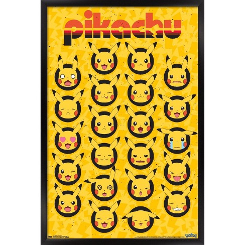 Trends International Pokémon - Pikachu Faces Framed Wall Poster Prints ...