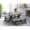 HomeStock 3-Piece Rectangle Natural Oak Finish Solid Wood Top Dining Table with 2-Benches - 2 of 4