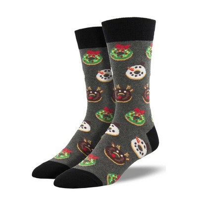 Novelty Socks 16.0" Decorated Donuts Mens Christmas Snowmen Reindeers Socksmith  -  Socks