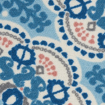 Blue Floral Synthetic Reversible 5' x 7' Area Rug