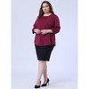 Agnes Orinda Women's Plus Size Stylish Tie Neck 3/4 Ruffle Sleeves Work Office Blouses - 3 of 4