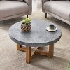 31.4" Modern Round Coffee Table with Stone-Look Top and Crossed Wooden Legs,Sturdy Retro Center Table for Living Room-Baofuwish - 3 of 4