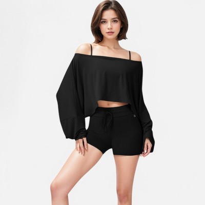 Anna-Kaci Active Women's Cropped Long Sleeve Pullover with Wide Boat Neck - image 4