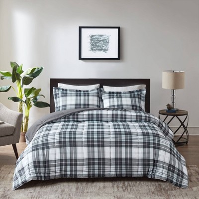 Full Black and White Reversible Down Alternative Comforter Set