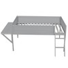 CAVINAS Full Size Loft Bed Wooden Bed Frame with Desk, LED, Inclined Ladder and Guardrail for Bedroom - 3 of 4
